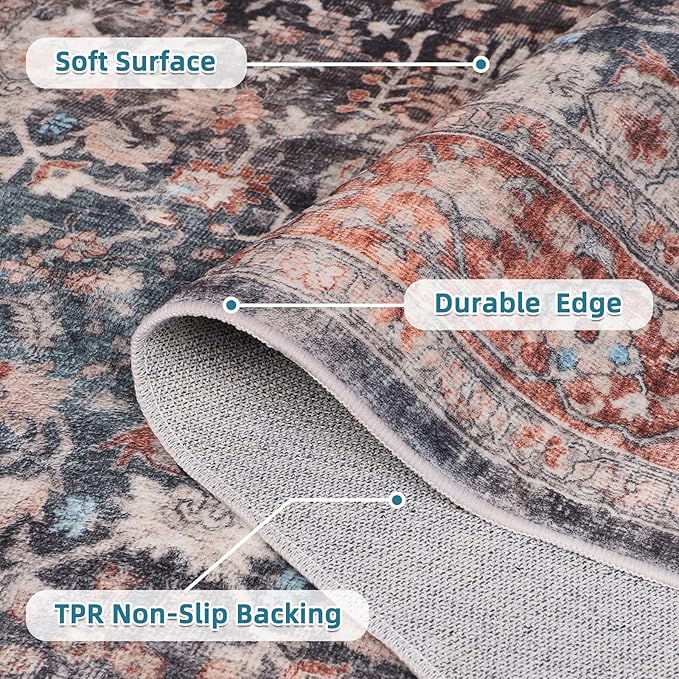 Dripex Tribal Washable Runner Rug-2x5 Non-Slip Non-Shedding Runners for Hallways Stain Resistant Kitchen Mat Laundry Entryway Carpet Runner for Doorway Entrance Bedroom Living Room Decor
