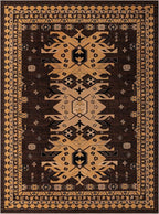 Unique Loom Taftan Collection Border Geometric Tribal Inspired Design Area Rug (9' 10 x 13' 0 Rectangular, Brown/ Tan)