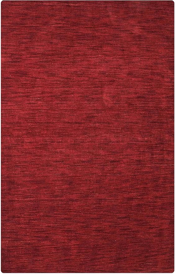 Rugsotic Carpets Hand Knotted Loom Wool ECO-Friendly Area Rugs - 3'x5', Rectangle, Red Color, Solid Plain Design, High Pile Thick Handmade Anti Skid Area Rugs for Living Room, Bed Room (L00111)