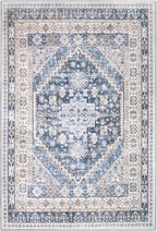 zesthome 12x15 Area Rugs, Large Washable Rug, Ultra-Thin Stain Resistant Rugs for Living Room, Bedroom, Non-Slip Backing Home Decor Area Rug (Blue/Beige,12'x15')