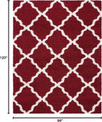SAFAVIEH Area Rug 8x10 - Dallas Shag Collection - Large - Red & Ivory, Trellis Pattern, Non-Shedding & Easy Cleaning, Plush Thick Pile, Ideal for Living Room, Bedroom, Dining Space (SGD257Q)