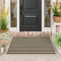 Black and Tan Striped Rugs 2.3'x3.6', Washable Front Door Rug Hand Woven Reversible Outdoor Welcome Mat, Foldable Layered Door Mats for Entryway Porch Decor Home Entrance