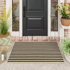 Black and Tan Striped Rugs 2.3'x3.6', Washable Front Door Rug Hand Woven Reversible Outdoor Welcome Mat, Foldable Layered Door Mats for Entryway Porch Decor Home Entrance