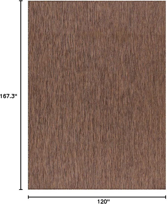 Beverly Rug Indoor Outdoor Rug 10x14, Washable Outside Carpet for Patio, Deck, Porch, Solid Modern Area Rug, Water Resistant, Gold Brown