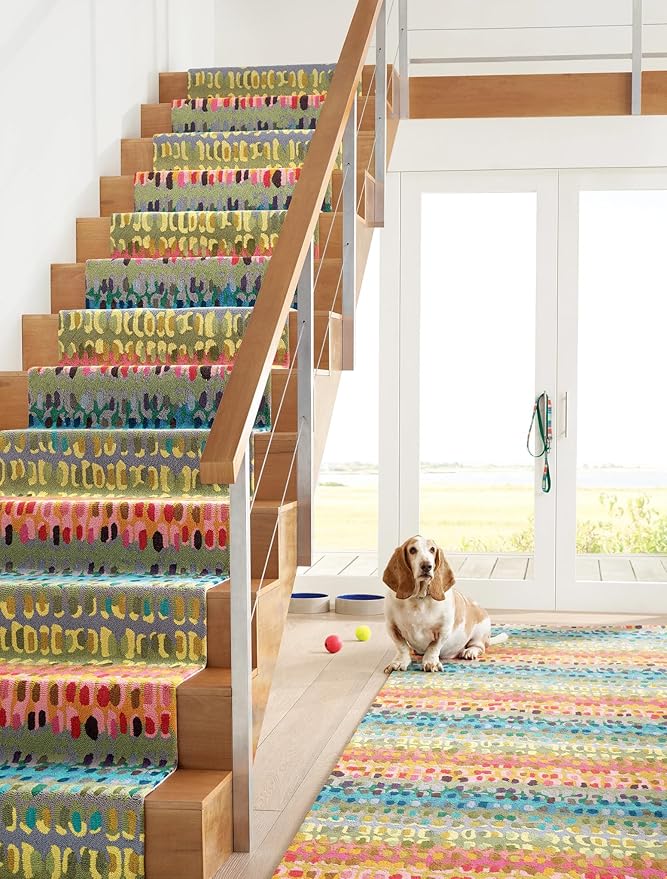 Dash and Albert Paint Chip Wool Area Rug - 2.5' x 8' Runner Multicolor Graphic Hand Micro Hooked Accent Rug - Durable, High Traffic Hallway, Living Room, Stairs