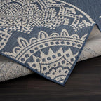 CAMILSON Outdoor Rug 8x10 Modern Area Rugs for Indoor and Outdoor Patios and Porches - Waterproof, Washable, Non-Shedding, Easy-to-Clean Outside Carpet (8 x 10, Medallion - Blue/White)