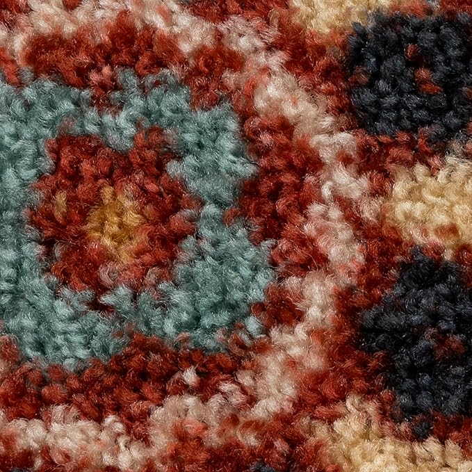 Maples Rugs Reggie Floral Runner Rug - Made in USA - Washable, Non Slip Indoor Carpet for Kitchen, Hallway, and Laundry Room, 2'6" x 6', Merlot