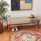 SAFAVIEH Monaco Collection Area Rug - 4' Round, Orange & Light Blue, Boho Chic Medallion Distressed Design, Non-Shedding & Easy Care, Ideal for High Traffic Areas in Living Room, Bedroom (MNC243H)