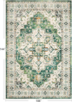 zesthome 9x12 Area Rugs,Stain Resistant Washable Rug,Ultra-Thin Rugs for Living Room,Bedroom,Non-Slip Backing Home Decor Large Area Rug (Green,9'x12')