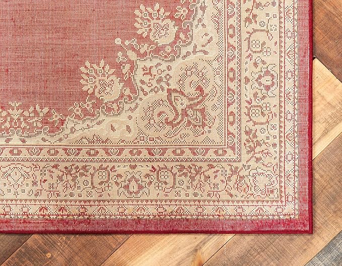 Unique Loom Reza Collection Traditional Persian Style Area Rug, 9 ft 10 in x 13 ft, Burgundy/Ivory