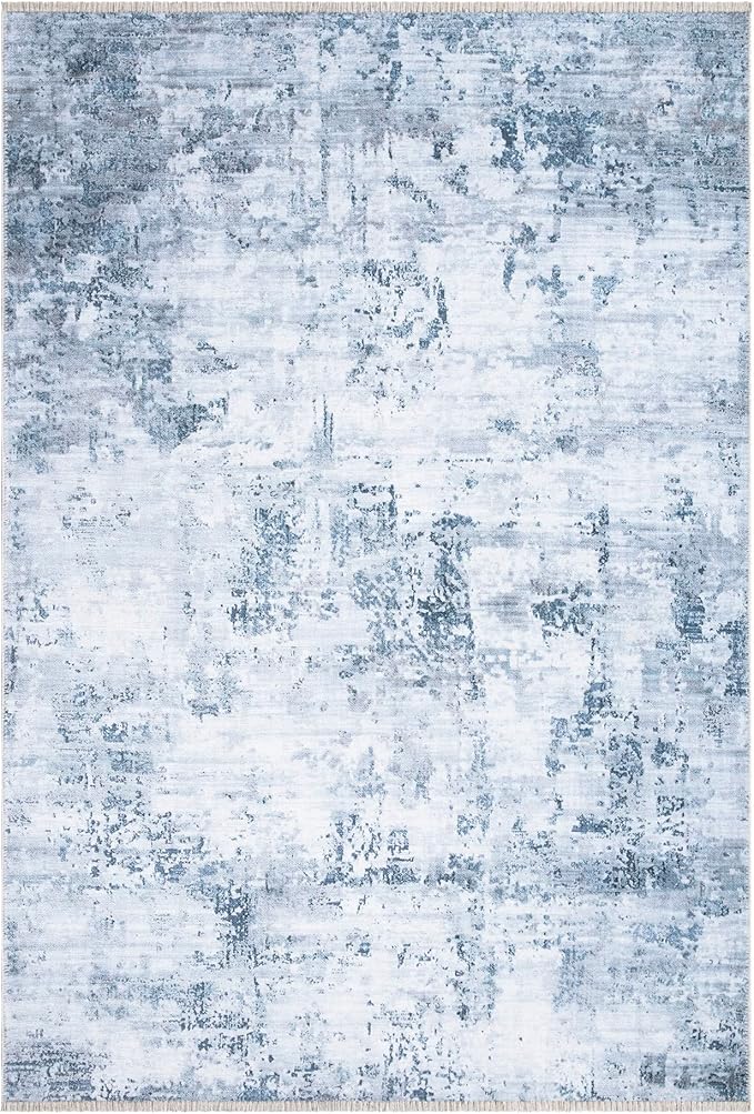 Bloom Rugs Caria Washable Non-Slip 8x10 Rug - Blue/Gray Modern Abstract Area Rug for Living Room, Bedroom, Dining Room, and Kitchen - Exact Size: 7'8" x 10'