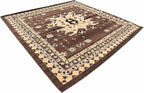 Unique Loom Taftan Collection Border Geometric Tribal Inspired Design Area Rug (8' 0 x 8' 0 Square, Brown/ Tan)