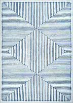 Bloom Rugs Washable Non-Slip 10x14 Rug - Blue/Ivory Striped Area Rug for Living Room, Bedroom, Dining Room, and Kitchen - Exact Size: 10' x 14'