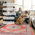 Fame Rugs Turkish Rug. Washable Vintage Oriental Antique Inspired Traditional Doormat Small Modern Area Rugs Luxury Entryway Entry Bedroom Bathroom Kitchen (380TT, 2' x 3')