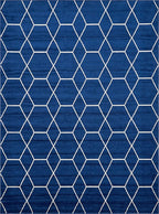 Unique Loom Trellis Frieze Collection Area Rug - Geometric (9' x 12' 2", Navy Blue/ Ivory)