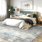 GENIMO Washable Area Rugs for Living Room, 8x10 Modern Non Slip Rugs, Low Pile Lightweight Soft Print Rug for Bedroom, Dining Room, Home Office, Washed Light Blue