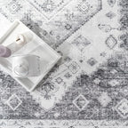 Paco Home Oriental Area Rug with Faded Vintage Look in Grey, Size: 7'10" x 11'2"