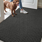 LUMI Washable Door Mat Indoor Entrance 32x48, Dirt Trapper Front Door Mats with Absorbent Interior and Non-Slip Rubber Backing, Entryway Doormat, Grey