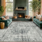 Slate Blue Abstract 5x7 Rug for Office - Dark Grey and Blue Bedroom Rug for Living Room, Washable, Non Slip & Soft, Medallion Indoor Décor