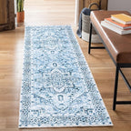 Bloom Rugs Caria Washable Non-Slip 7 ft Runner - Blue Traditional Runner for Entryway, Hallway, Bathroom, and Kitchen - Exact Size: 2'6" x 7'