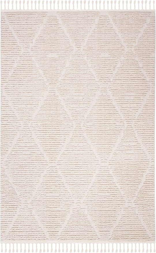 SAFAVIEH Marrakech Collection Area Rug - 9' x 12', Beige, Moroccan Boho Tribal Tassel Design, Non-Shedding & Easy Care, Ideal for High Traffic Areas in Living Room, Bedroom (MRK517C)
