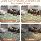 GENIMO 6x9 Area Rugs for Living Room, Machine Washable Rug Non Slip, Low Pile Ultra-Thin Lightweight Large Carpet, Abstract Modern Rugs for Bedroom, Dining Room, Office, Nursery, Olive Green
