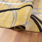 Rugshop Wavy Circles Design Area Rug, Fade-Resistant Carpet for Living Room, Dining Room, or Bedroom,Grand Room,Open Spaces Yellow, 10' x 14'