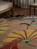 Rugsotic Carpets Hand Tufted Wool ECO-Friendly Area Rugs - 8'x11', Rectangle Shape, Camel, Floral Modern Design, High Pile Thick Handmade Anti Skid Area Rugs for Living Room, Bed Room (K00219)