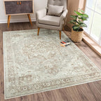 Bloom Rugs Washable Non-Slip 5' x 7' Rug - Beige/Gray Traditional Area Rug for Living Room, Bedroom, Dining Room, and Kitchen - Exact Size: 5' x 7'