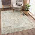 Bloom Rugs Washable Non-Slip 8' x 10' Rug - Beige/Gray Traditional Area Rug for Living Room, Bedroom, Dining Room, and Kitchen - Exact Size: 8' x 10'