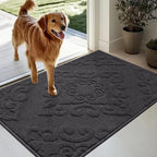 COSY HOMEER Door Mat 24”x36”,Absorbent Dirt Trapper Entryway Rugs,Non-Slip Welcome Mat,Washable Entry Rugs,Low Pile Doormat for Front Back Door,Wet Shoes & Paws,Dark Grey