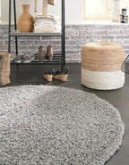 Unique Loom Solid Shag Collection Area Rug (5' 3" Round, Cloud Gray)
