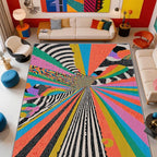 Graffiti Rug - 8x10 Rug,Colorful Abstract Art Area Rugs,Hippie Aesthetic Funky Non Slip Shed Resistant Extra Large Carpets Home Decor #C091