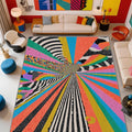 Colorful Area Rugs - Abstract Graffiti Art Rug 4x5, Hippie Aesthetic Funky High Traffic Shed Resistant Carpets Room Decor #C082