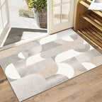 Small Rugs 2x3 Grey Rug for Entryway Bathroom Kitchen Entrance Doormat,Modern Geometric Accent Floor Throw Carpet Non Slip,Beige