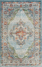 Unique Loom Isabella Collection Area Rug - Rossellini (3' 3" x 5' 3" Rectangle, Blue/ Beige)