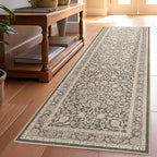 Well Woven Asha Rome Charcoal Brown 2'3" x 7'3" Runner Rug - Oriental Floral Pattern, Easy Clean, Floor-Friendly Backing - for Hallway, Entryway, and Kitchen