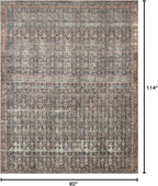 Loloi Amber Lewis Billie Collection, Ocean & Brick 7'-6" x 9'-6" Area Rug – Antique & Distressed Accent Rugs for Living Room, Bedroom, Entryway & Hallway, No Shed High Traffic Area Home Decor Rug