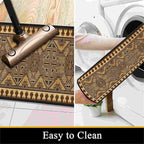 Brown Geometric Runner Rug, 2x6ft Hallway Runner Washable Rug, Corridor & Foyer High-Traffic Rugs, Indoor Durable Non-Slip Mat, Vintage Southwestern Decorative Home Carpet