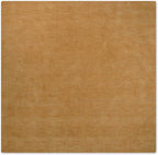 Hand Knotted Loom Wool ECO-Friendly Area Rugs - 6'x6', Square, Gold Color, Solid Plain Design, High Pile Thick Handmade Anti Skid Area Rugs for Living Room, Bed Room (L00111)