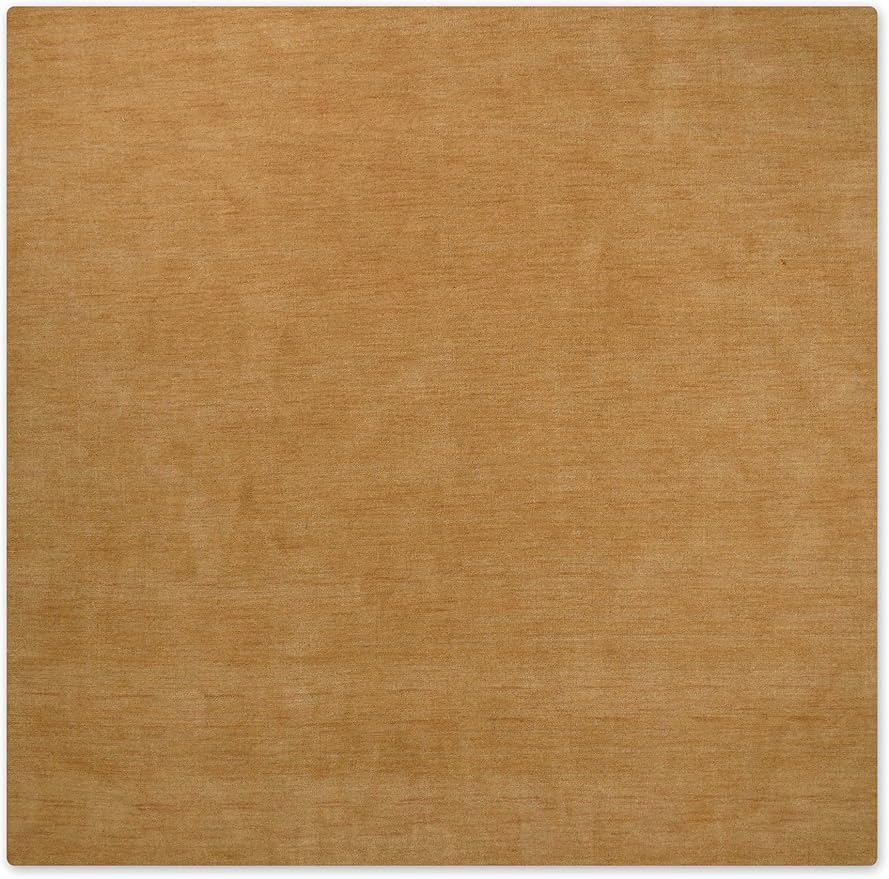 Hand Knotted Loom Wool ECO-Friendly Area Rugs - 6'x6', Square, Gold Color, Solid Plain Design, High Pile Thick Handmade Anti Skid Area Rugs for Living Room, Bed Room (L00111)