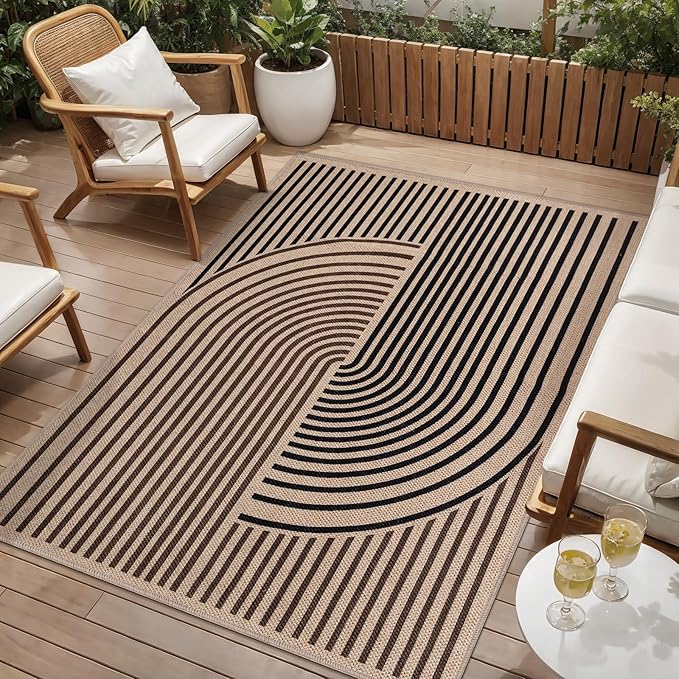 Tangsoo Easy Jute 4x6 Rug for Patio,Non-Slip Dark Brown Indoor Outdoor Carpet,Boho Farmhouse Washable Area Rug Throw Mat for Front Porch Kitchen Bedroom Foyer