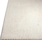 Abani Neutral Beige Area Rug 4' x 6' for Living Room, Bedroom - Zen Reiki Circles Pattern - Durable & Easy to Clean