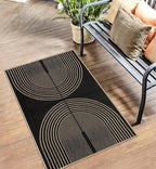 Easy Jute Rainbow Entryway Rug, 2.6x4 Black Washable Non-Slip Indoor Outdoor Doormat, Boho Farmhouse Neutral Kitchen Rug Modern Abstract Throw Rugs for Entrance Bedroom Bathroom
