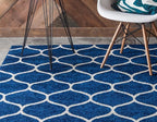 Rugs.com Lattice Frieze Collection Rug – 5' x 8' Navy Blue Medium Rug Perfect for Living Rooms, Large Dining Rooms, Open Floorplans