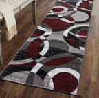 Rugshop Contemporary Abstract Circles Perfect for high Traffic Areas of Your Living Room,Bedroom,Home Office,Kitchen Runner Rug 2' x 10' Red
