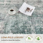5x7 Area Rug Living Room Rugs - Washable Neutral Modern Abstract Soft Thin Large Rug Indoor Floor No Slip Rug Carpet for Bedroom Under Dining Table Home Office Decor - Green/Grey