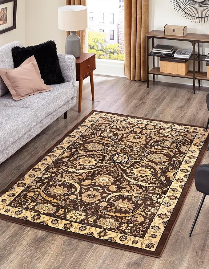 Unique Loom Espahan Collection Area Rug - Cape Cod (9'x 12' Rectangle, Brown/ Beige)