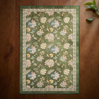 jinchan Elora 2x3 Floral Rug for Entryway Washable Kitchen Rug Vintage Romance Design Small Mat Non Slip Indoor Doormat Lightweight Low-Profile Throw Carpet for Entrance Bathroom Laundry Room, Green