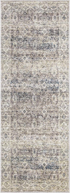 Bloom Rugs Caria Washable Non-Slip 7 ft Runner - Beige Brown/Teal Traditional Runner for Entryway, Hallway, Bathroom, and Kitchen - Exact Size: 2'6" x 7'